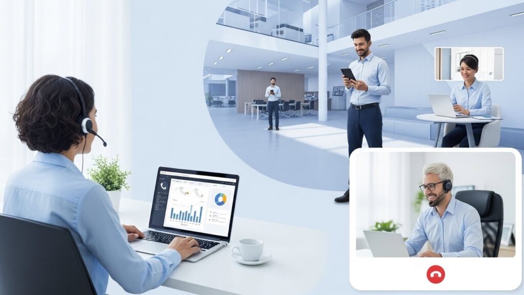 people on video call using headset microphone for clear audio in online meetings
